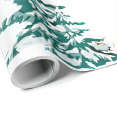 雪の水彩クリスマスツリー ラッピングペーパー (ロールコーナー)