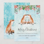 雪の水彩松の木の冬の動物たち シーズンカード (正面/裏面)