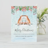 雪の水彩松の木の冬の動物たち シーズンカード (スタンド正面)