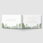 雪の水色の常緑森林冬の結婚式 ゲストブック (全面)