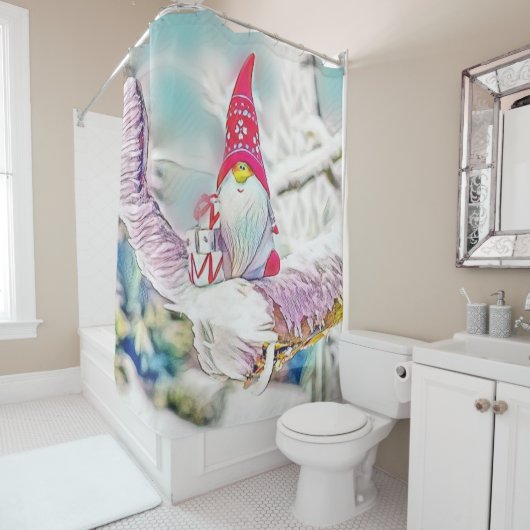 雪の水色の格言絵画 シャワーカーテン (インサイチュ)