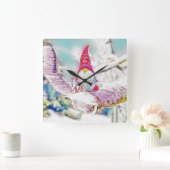 雪の水色の格言絵画 スクエア壁時計 (ホーム)