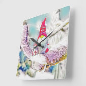 雪の水色の格言絵画 スクエア壁時計 (傾斜)