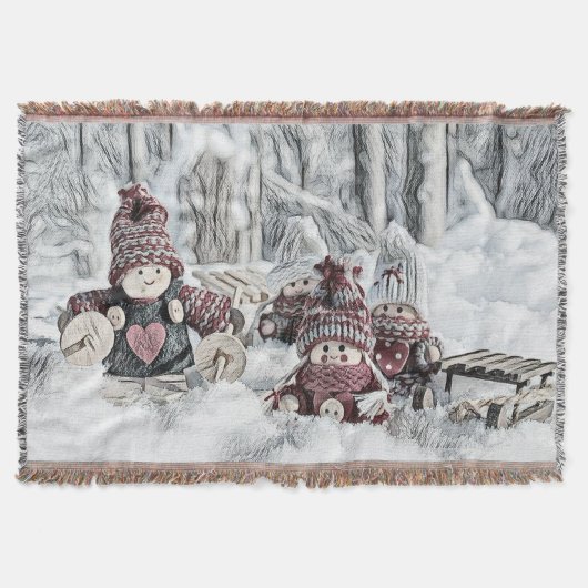 雪の水色の格言絵画 スローブランケット (正面)