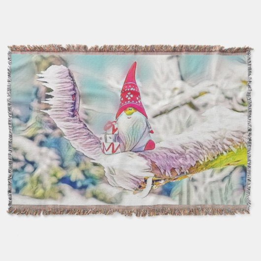 雪の水色の格言絵画 スローブランケット (正面)