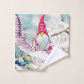 雪の水色の格言絵画 バスタオルセット (ウォッシュタオル)