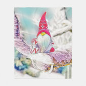 雪の水色の格言絵画 フリースブランケット (正面)