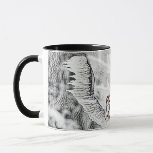 雪の水色の格言絵画 マグカップ (左)