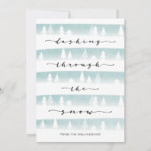 雪の水色の森の中を駆け抜けストライプる シーズンカード (正面)