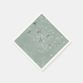 雪の水色の鳥の群れ スタンダードカクテルナプキン (角)