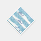 雪の氷の青のクリスマスナプキン スタンダードカクテルナプキン (角)