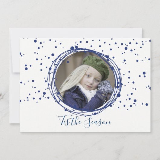 雪の泡クリスマスリースの写真カード シーズンカード (正面)