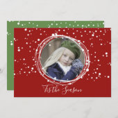 雪の泡クリスマスリースの写真カード シーズンカード (正面/裏面)