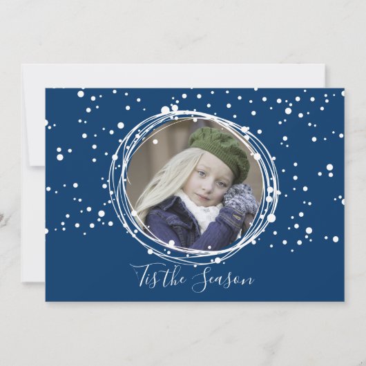 雪の泡クリスマスリースの写真カード シーズンカード (正面)