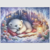 雪の洞窟ポーラークマ冬のクラフトデコップページ 薄葉紙 (正面)