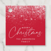 雪の流れ赤メリークリスマス フェイバータグ (正面)