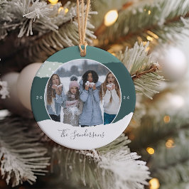 雪の流れ |カラーブロックの写真パーソナライズされた セラミックオーナメント