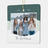 雪の流れ |カラーブロックの写真パーソナライズされた セラミックオーナメント (左)