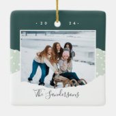 雪の流れ |カラーブロックの写真パーソナライズされた セラミックオーナメント (裏面)