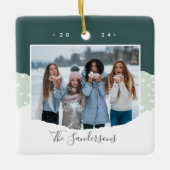 雪の流れ |カラーブロックの写真パーソナライズされた セラミックオーナメント (正面)