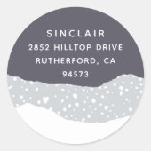 雪の流れ |休日の差出人住所 ラウンドシール (正面)