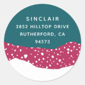 雪の流れ |休日の差出人住所 ラウンドシール (正面)