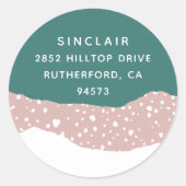 雪の流れ |休日の差出人住所 ラウンドシール (正面)