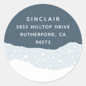 雪の流れ |休日の差出人住所 ラウンドシール (正面)