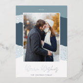 雪の流れ | Colorblock垂直方向の写真の暖かい願い 箔シーズンカード (正面)