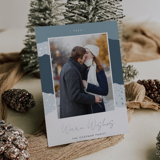 雪の流れ | Colorblock垂直方向の写真の暖かい願い 箔シーズンカード