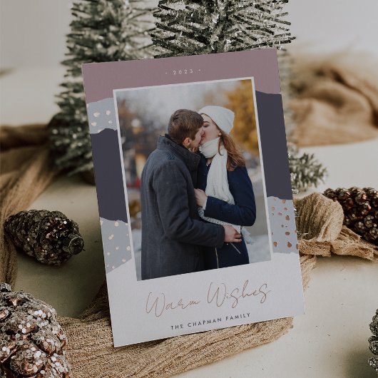 雪の流れ | Colorblock垂直方向の写真の暖かい願い 箔シーズンカード