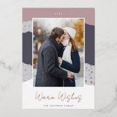 雪の流れ | Colorblock垂直方向の写真の暖かい願い 箔シーズンカード (正面)