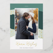 雪の流れ | Colorblock垂直方向の写真の暖かい願い 箔シーズンカード (正面)