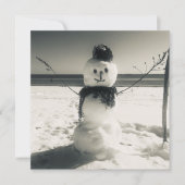 雪の海岸の雪だるま 招待状 (正面)