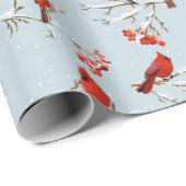 雪の深紅色は枝を覆った ラッピングペーパー (ロールコーナー)