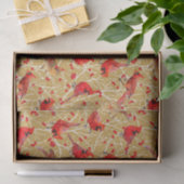 雪の深紅色+ウィンターベリーのクリスマス |ゴールデン 薄葉紙 (ギフト)