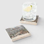 雪の渓谷の水色 ストーンコースター (横)