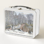 雪の渓谷の水色 メタルランチボックス (正面)