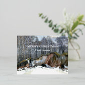 雪の渓谷の水色 箔シーズンポストカード (立ち正面)