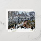 雪の渓谷の水色 箔シーズンポストカード (正面/裏面)