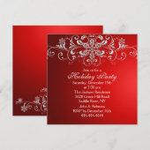 雪の渦巻き 赤と白のホリデーパーティーの招待状 招待状 (正面/裏面)