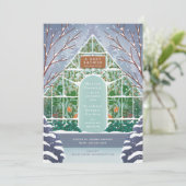 雪の温室の冬の赤ちゃんシャワー 招待状 (スタンド正面)