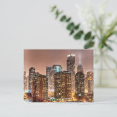 雪の滝はシカゴの夕べでスカイライン上 ポストカード (スタンド正面)