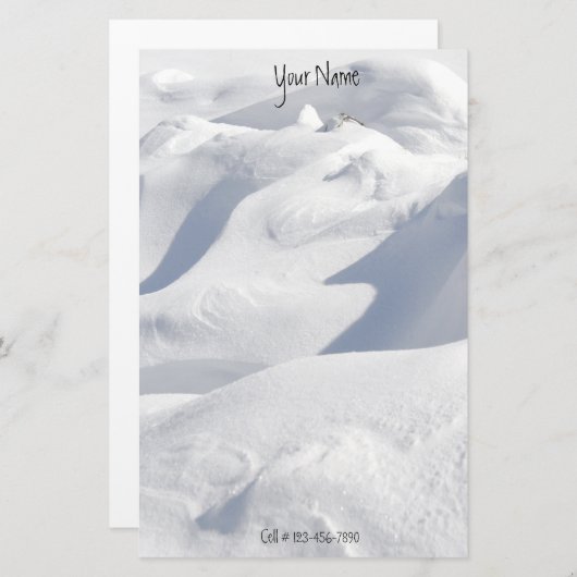 雪の漂流と影の写真パーソナライズされた 便箋 (正面/裏面)