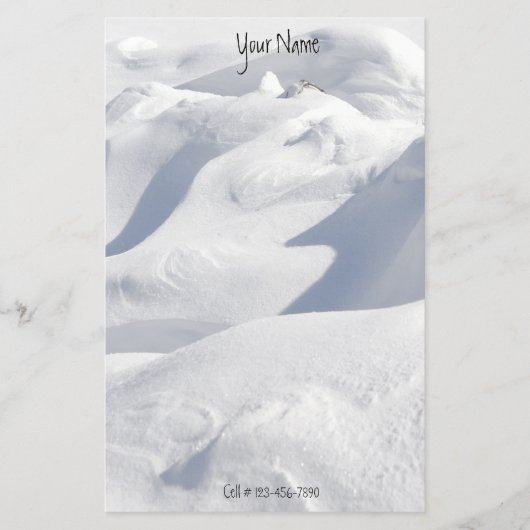 雪の漂流と影の写真パーソナライズされた 便箋 (正面)