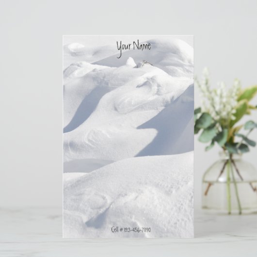 雪の漂流と影の写真パーソナライズされた 便箋 (スタンド正面)