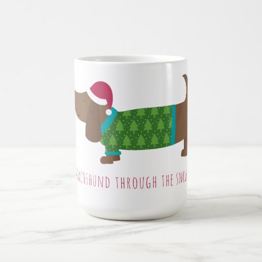雪の漫画のコーヒーを介してダックスシュント コーヒーマグカップ (中央)