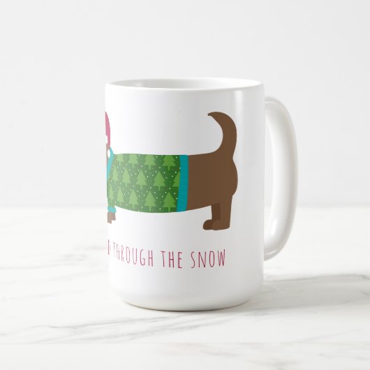 雪の漫画のコーヒーを介してダックスシュント コーヒーマグカップ (正面右)