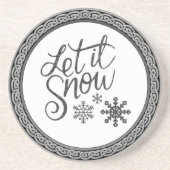 雪の灰色と白の砂岩コースター コースター (正面)