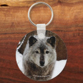 雪の灰色の狼 キーホルダー (正面)
